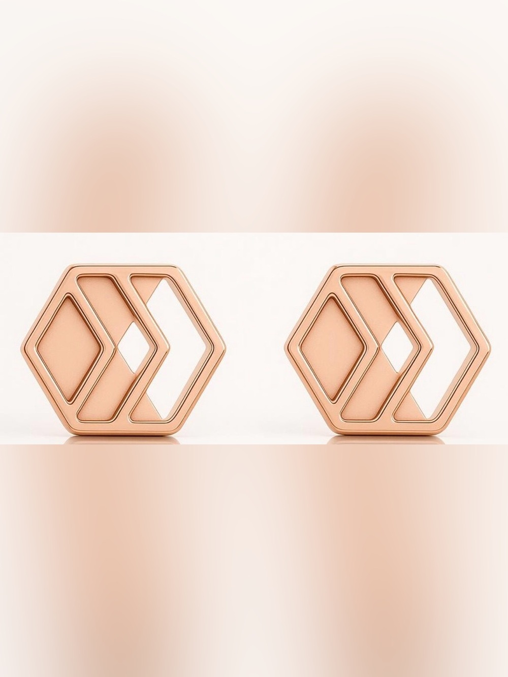 Rose Gold Chevron Hexagon Stud Earrings